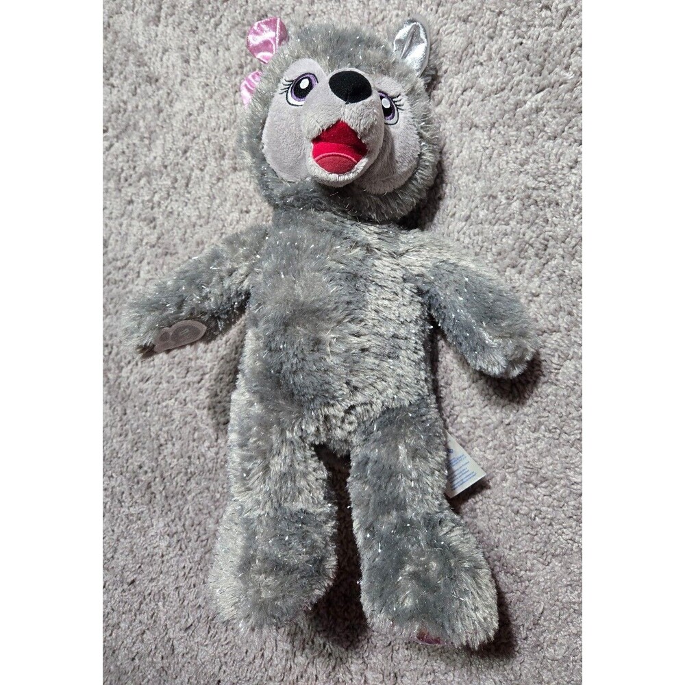 Build a Bear Violet the Wolf 25th Anniversary Birthday Bear Gray Pink Sparkles